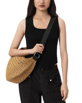 Luna Medium Raffia Shoulder Bag