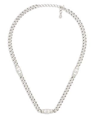Sterling Silver Interlocking G Curb Link Chain Necklace, 17.7-19.7"