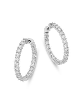 Certified Diamond Inside Out Hoop Earrings in 14K White Gold, 4.0 tcw