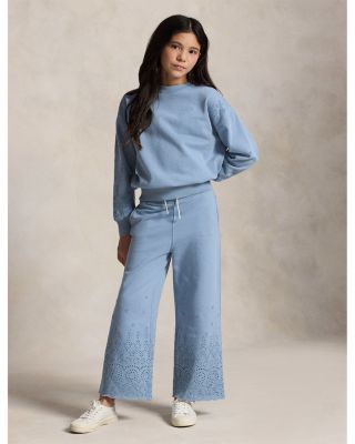  Girls' Eyelet French Terry Wide Leg Sweatpants - Big Kid