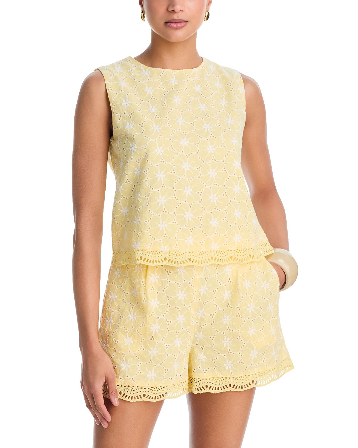 Aqua Floral Print Sleeveless Top - Exclusive
