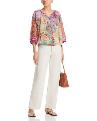 Michaella Printed Peasant Blouse