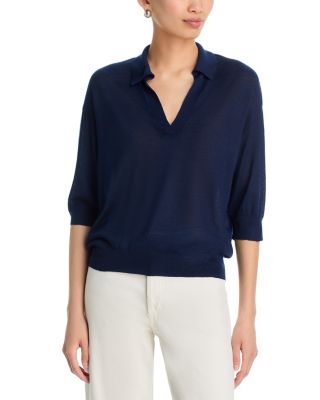 Wool Silk Knit 3/4 Sleeve Top