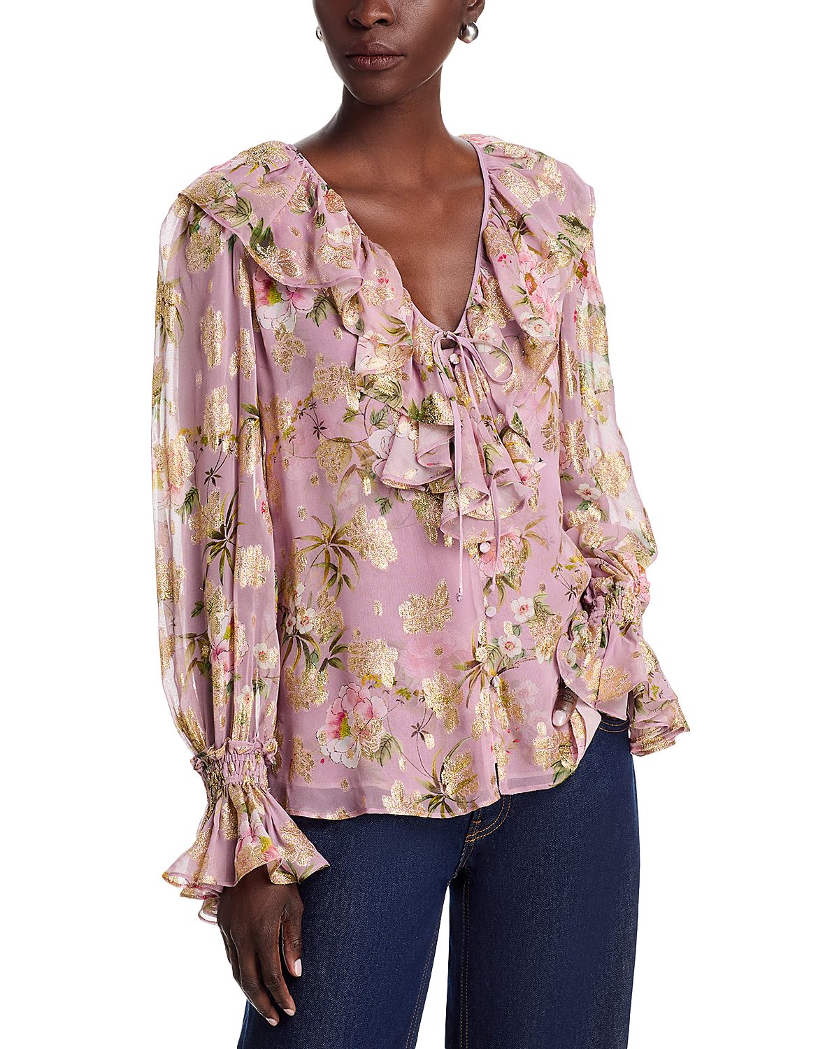 Kobi Halperin Leia Jacquard Ruffle Blouse