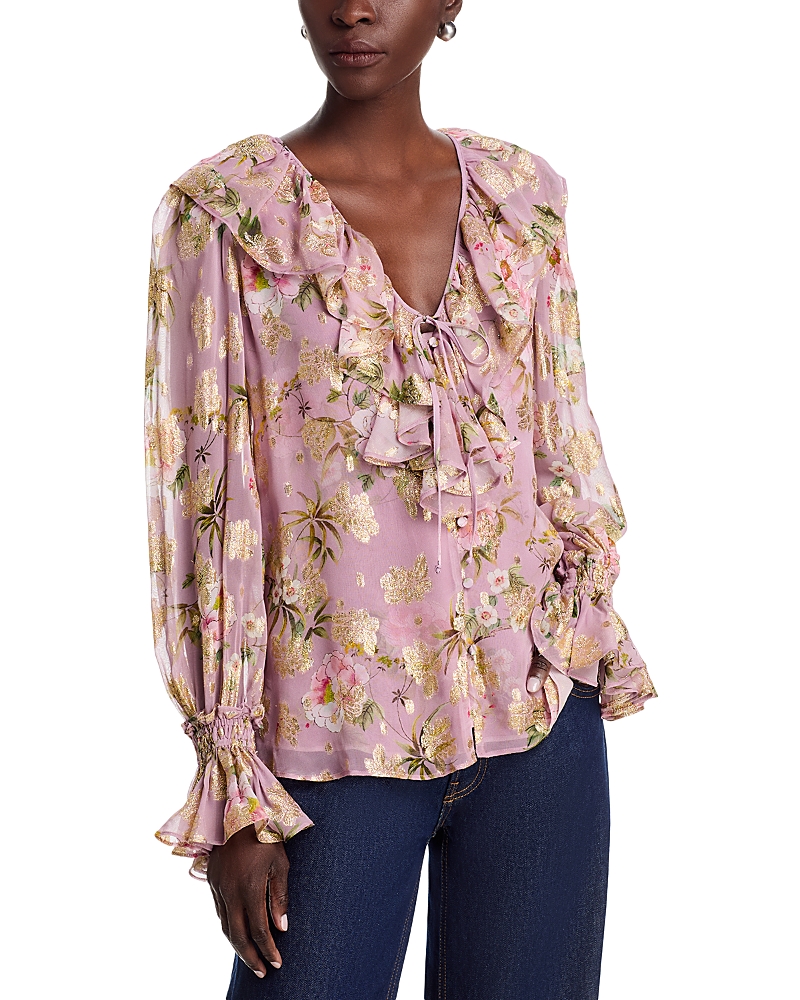 Kobi Halperin Leia Jacquard Ruffle Blouse