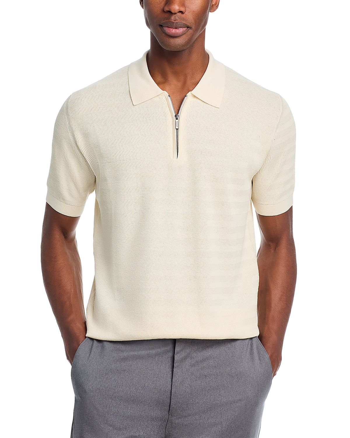 Maurizio Baldassari Chevron Quarter Zip Knit Polo Shirt