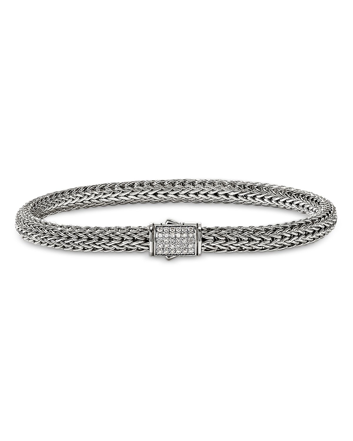 John Hardy Sterling Silver Icon Diamond Woven Bracelet, 5mm