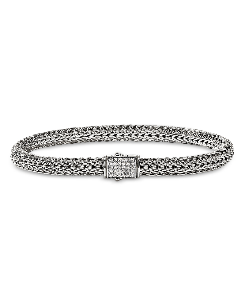 John Hardy Sterling Silver Icon Diamond Woven Bracelet, 5mm
