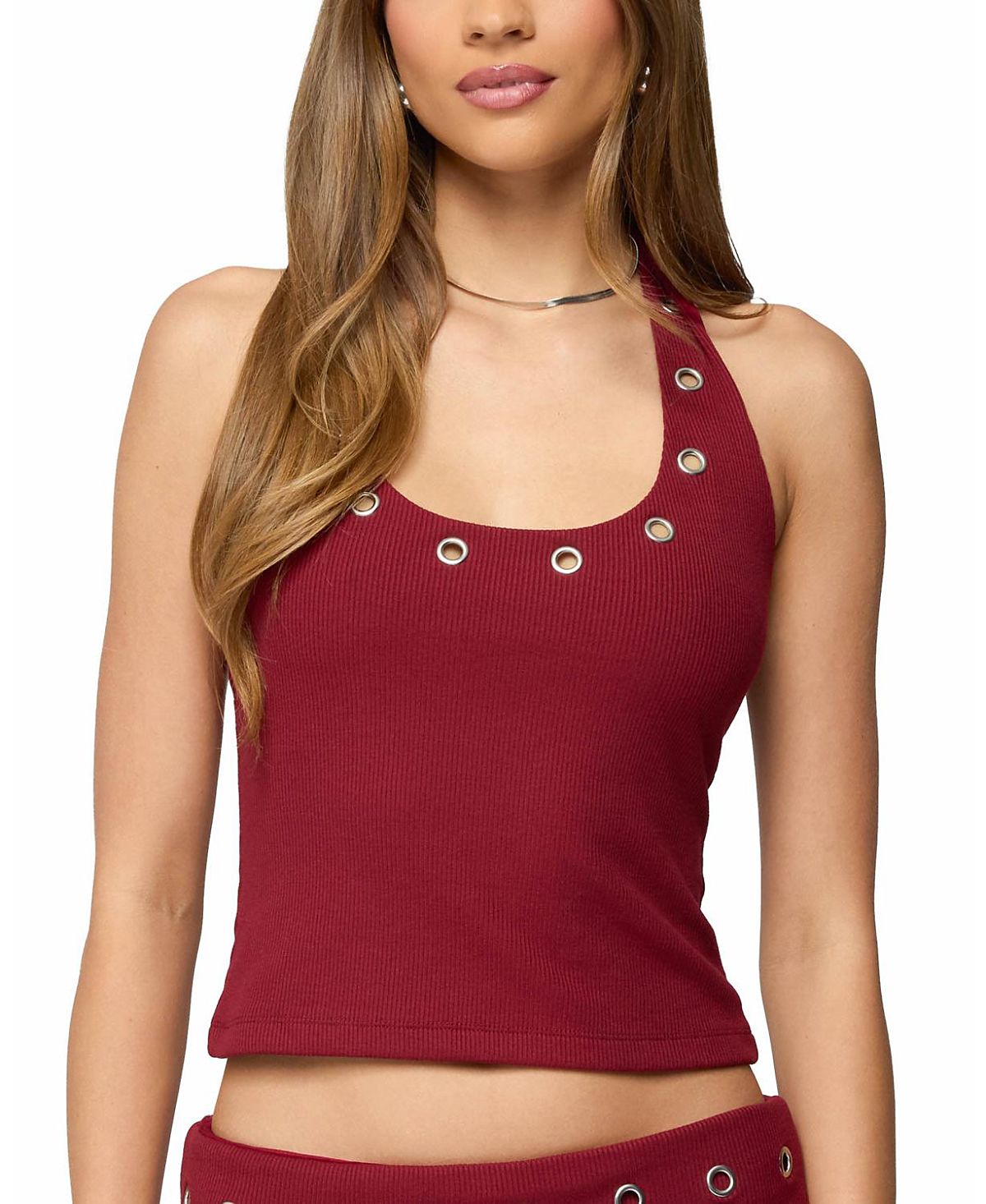 Edikted Havana Grommet Ribbed Halter Top