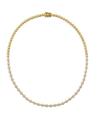 Diamond Bezel Tennis Necklace in 14K Yellow Gold, 3.5 tcw