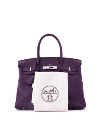 Birkin 30 Handbag Purple Clemence with Palladium Hardware