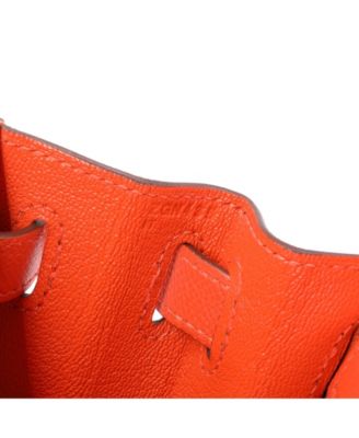 Kelly 28 Handbag Orange Epsom with Palladium Hardware