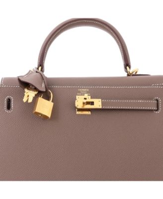 Kelly 25 Handbag Grey Epsom with Gold Hardware