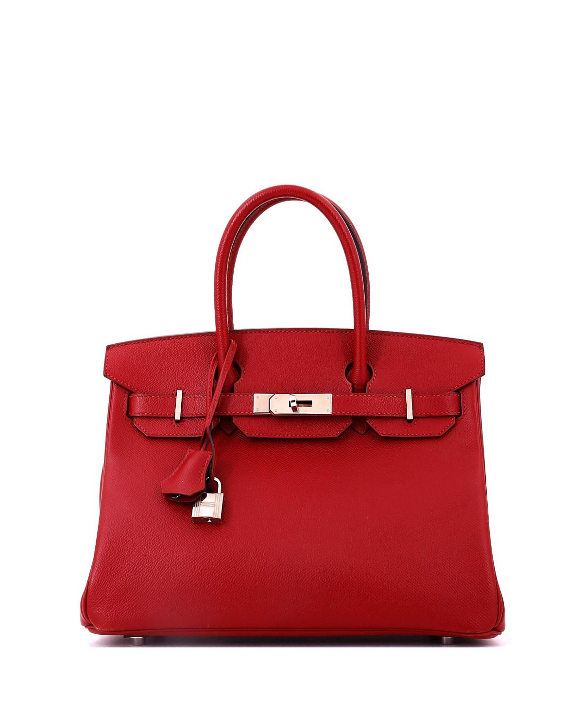 Pre-Owned HERMES Birkin 30 Handbag Red Epsom with Palladium Hardware