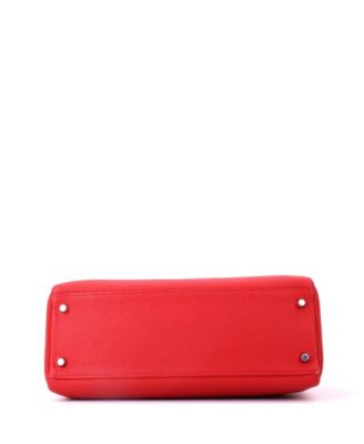 Kelly 32 Handbag Red Togo with Palladium Hardware