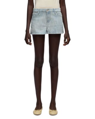 7 For All Mankind Stripe Denim Shorts In Blue