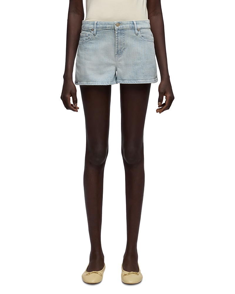 7 For All Mankind Stripe Denim Shorts In Blue