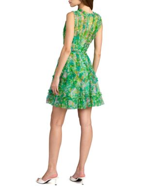 Mesh Micro Ruffle High Neck Mini Dress