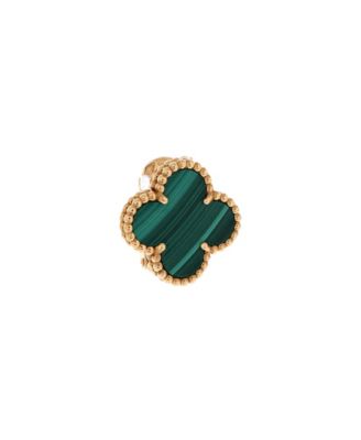  Vintage Alhambra Earrings 18K Gold and Malachite