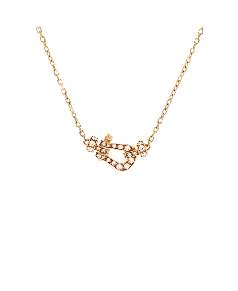 Pre-Owned Fred Paris Small Force 10 Necklace 18K Gold with Pave Diamonds, 15.75"