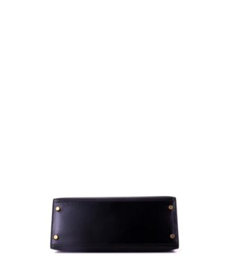 Kelly 28 Handbag Black Box Calf with Gold Hardware