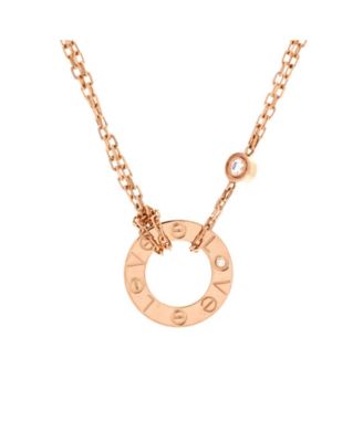  2 Diamonds Love Pendant Necklace 18K Rose Gold and Diamonds, 16.25"