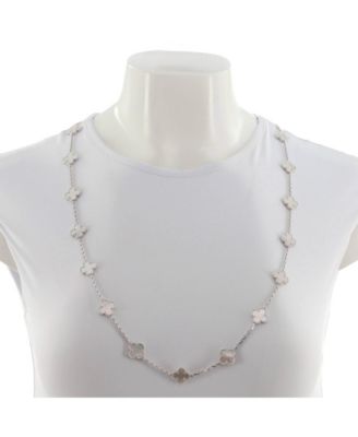  Vintage Alhambra 20 Motifs Necklace 18K White Gold and Mother of Pearl, 33.5"