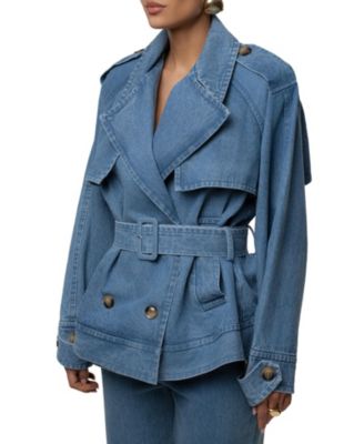 Medium Wash Double Breasted Denim Jacket
