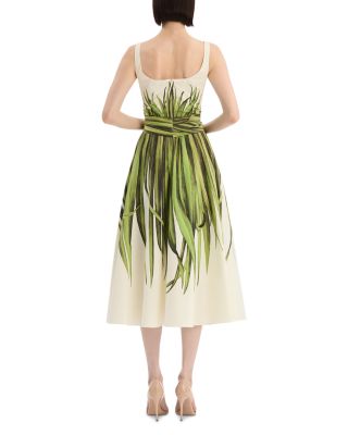 Sleeveless Palm Leaves Poplin Day Dress