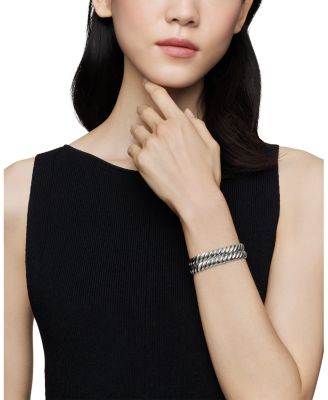 Sculpted Cable Double Wrap Bracelet in Sterling Silver