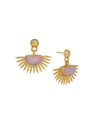  Women's Sunrise Rose Quartz Drop Stud Earrings