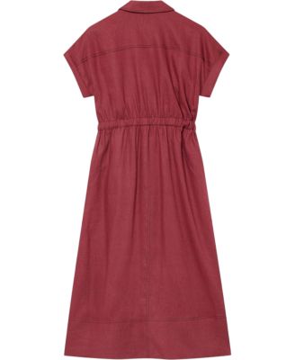  Women's Linen Midi Shirt Dress