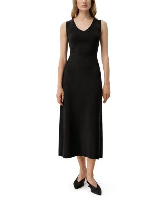 Soleil Silk-Viscose Knit V-Neck Dress