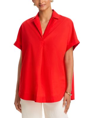 French Connection Poplin Collar Short Sleeve Pullover Top