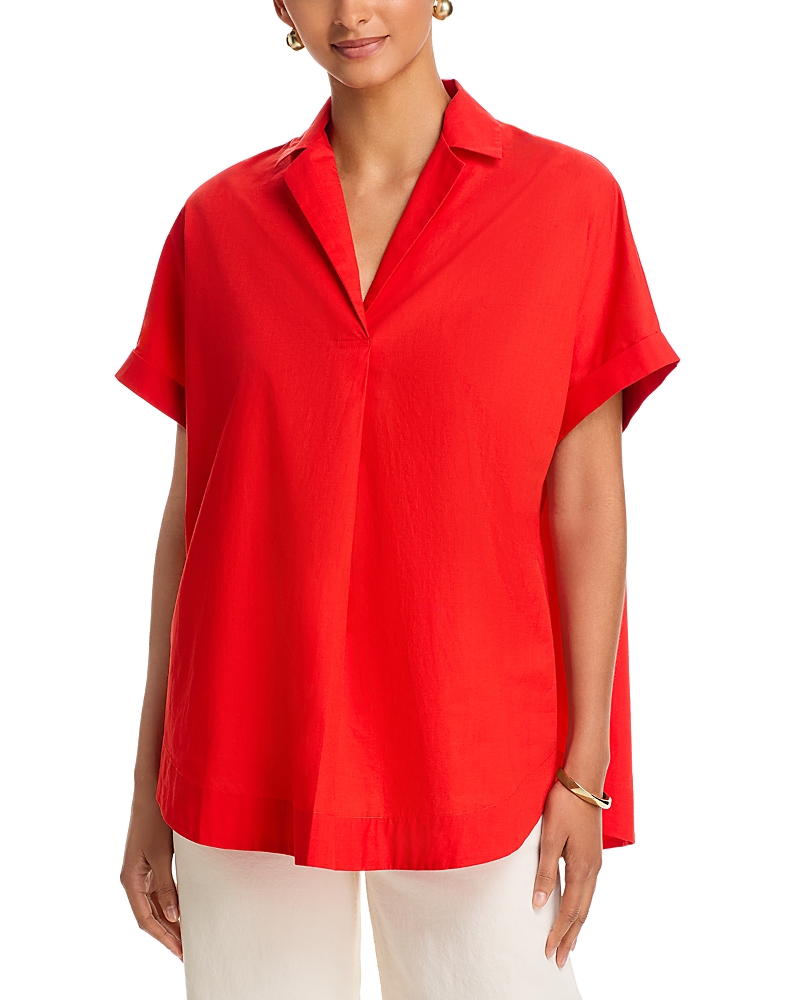 French Connection Poplin Collar Short Sleeve Pullover Top