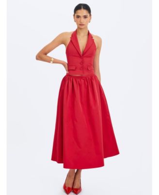  Ursella Halter Single-Breasted Lapel Top