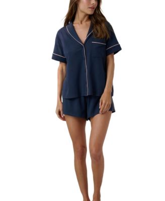 Slumberknit Shawl Collar Short Sleeve Short Set