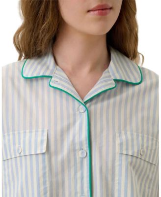 Airy Cotton Piped Button Down