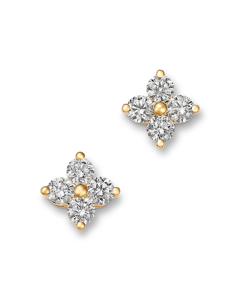 Bloomingdale's Fine Collection Diamond Clover Stud Earrings in 14K Yellow Gold, 0.75 tcw