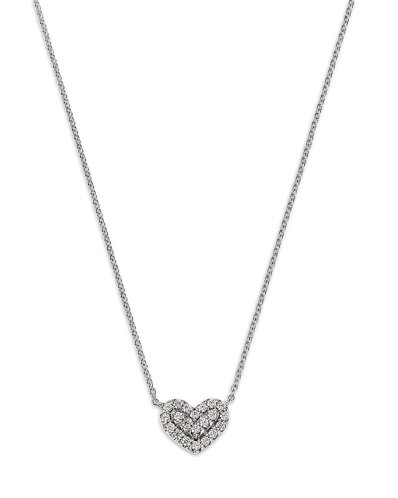 Bloomingdale's Fine Collection Diamond Pave Heart Pendant Necklace in 14K White Gold, 0.25 tcw
