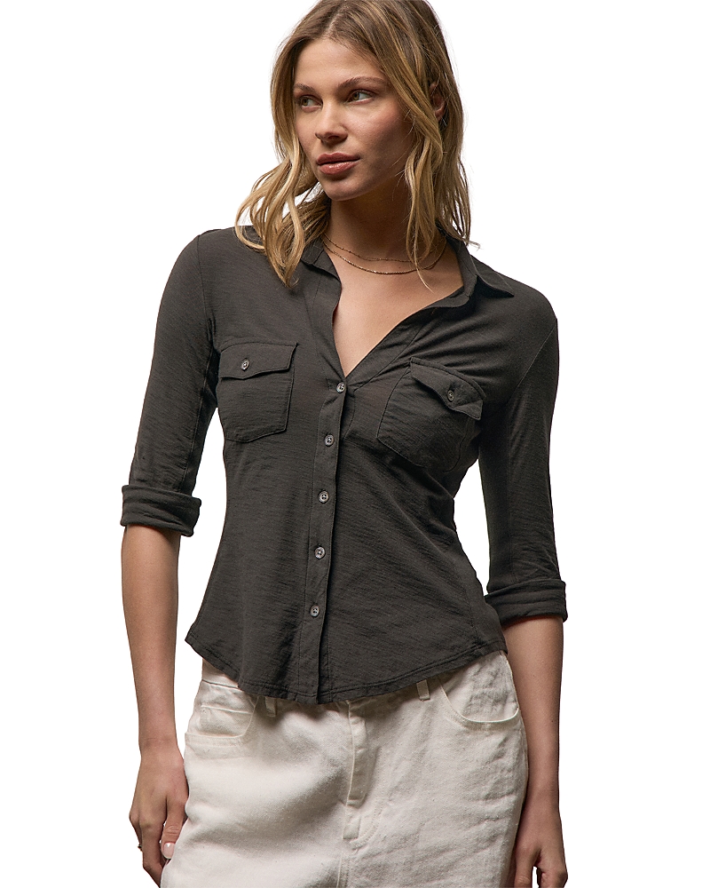 James Perse Sheer Slub Side Panel Shirt
