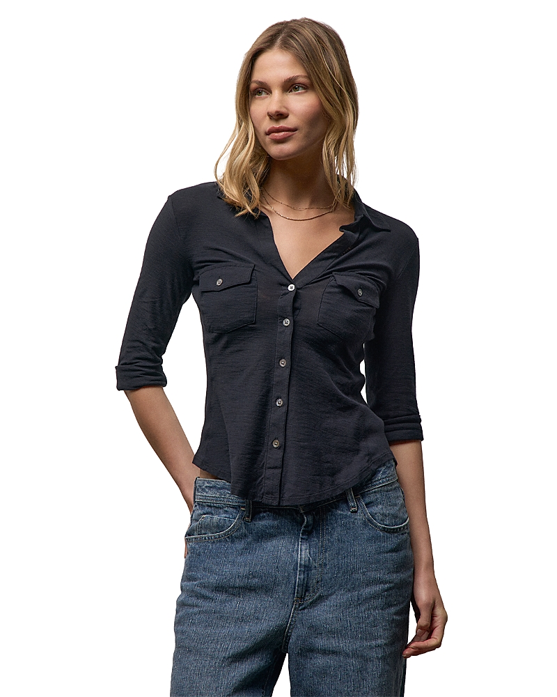 James Perse Sheer Slub Side Panel Shirt