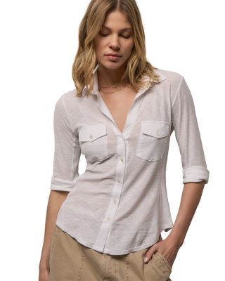Sheer Slub Side Panel Shirt 