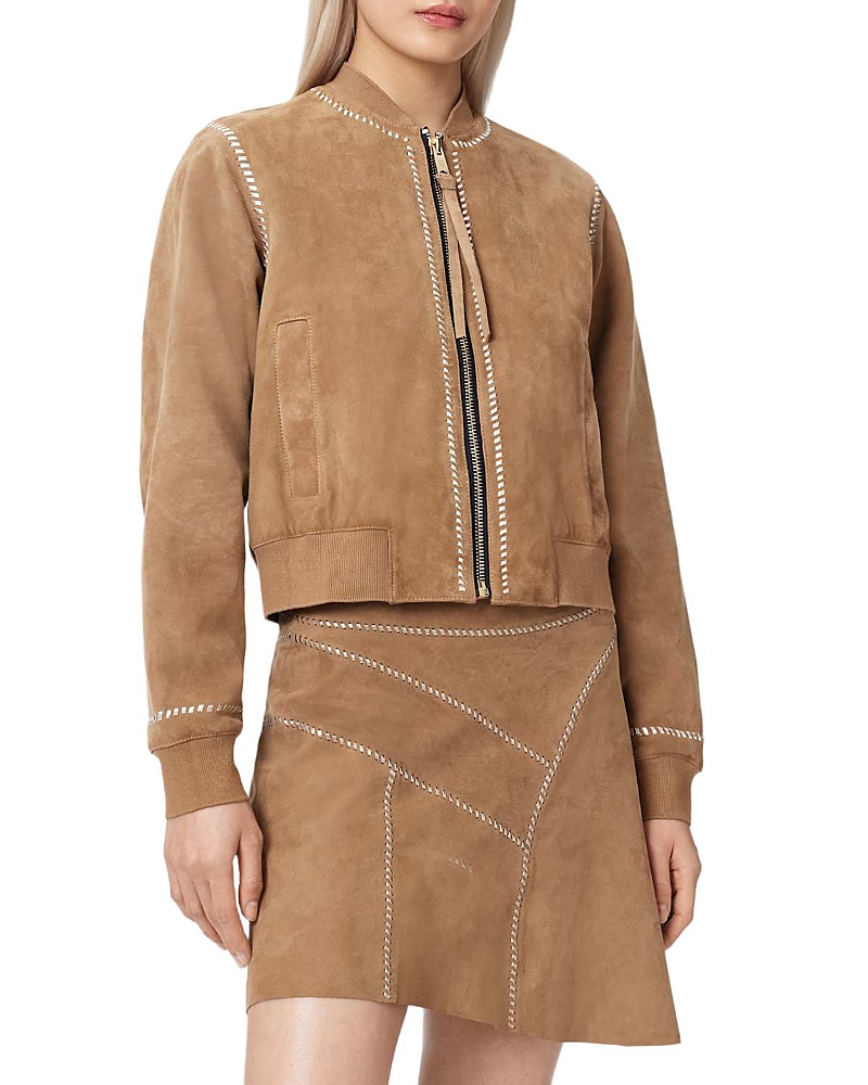 Allsaints Orten Whipstitch Suede Bomber Jacket