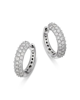 Diamond Pave Huggie Hoop Earrings in 14K White Gold, 1.0 tcw