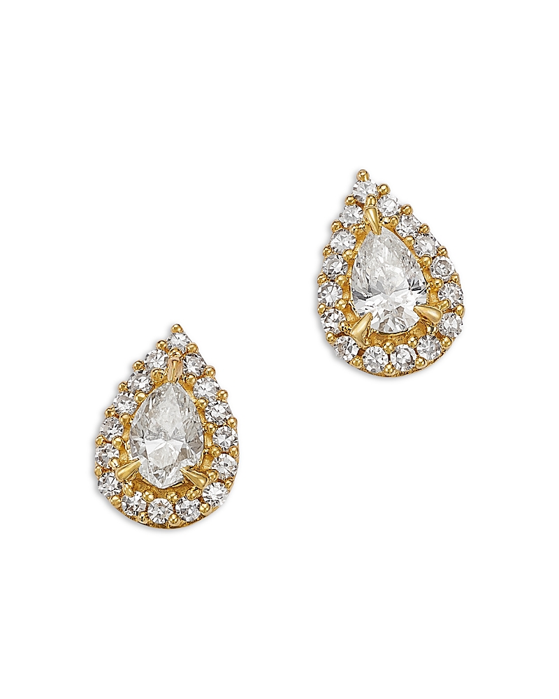 Bloomingdale's Fine Collection Diamond Pear Shaped Halo Stud Earrings in 14K Yellow Gold, 0.20 tcw