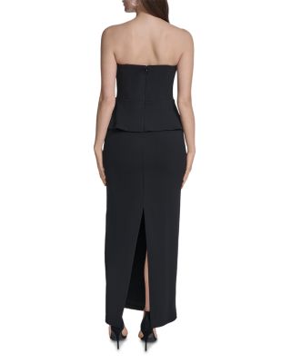 Strapless Peplum Column Gown