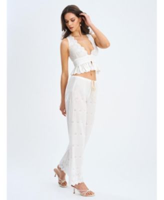 Raina Cotton Eyelet Straight Pants