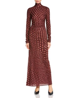 Polka Dot Mesh Long Dress