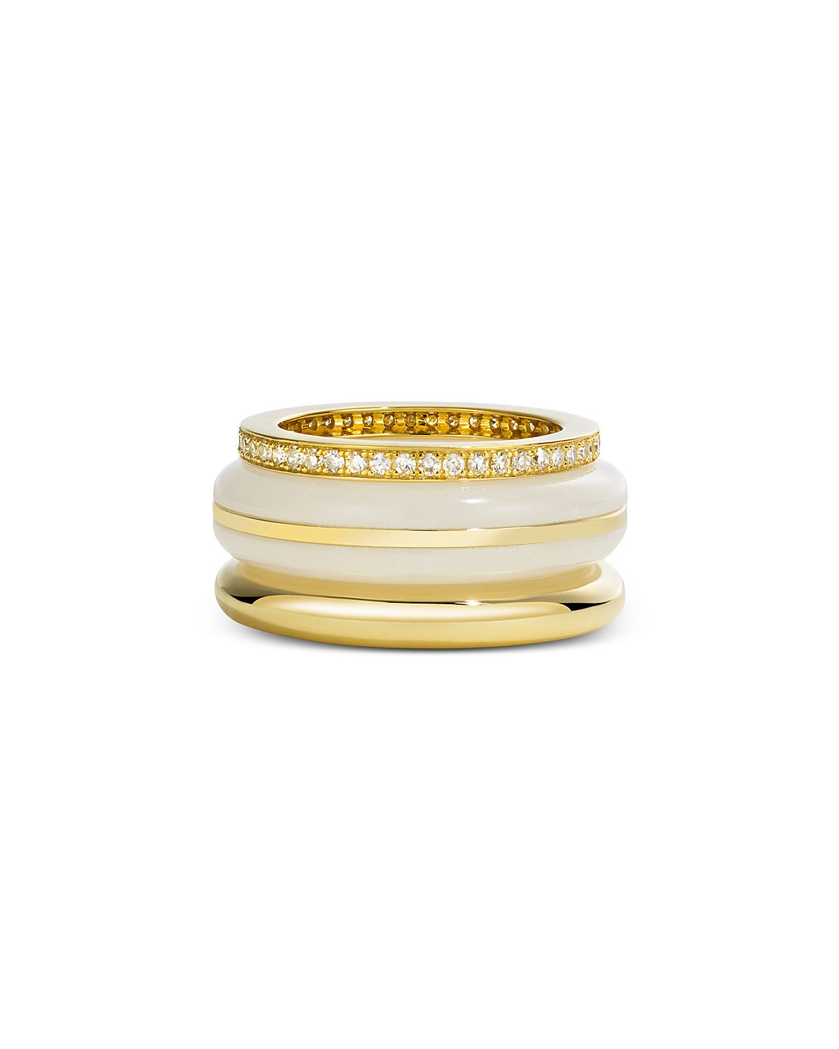 By Pariah 14K Yellow Gold White Jasper & Diamond Stack Rings, Set of 3